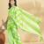 Green printed blended cotton designer saree with blouse piece