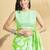 Green printed blended cotton designer saree with blouse piece