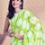 Green printed blended cotton designer saree with blouse piece