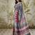 Red elegant printed polycotton saree with blouse piece