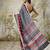 Red elegant printed polycotton saree with blouse piece