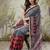 Red elegant printed polycotton saree with blouse piece