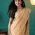 Yellow elegant printed organza saree with blouse piece