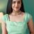 Green elegant printed organza saree with blouse piece