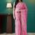 Pink elegant printed organza saree with blouse piece