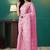 Pink elegant printed organza saree with blouse piece