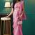 Pink elegant printed organza saree with blouse piece