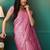 Pink elegant printed organza saree with blouse piece