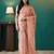 Peach elegant printed organza saree with blouse piece