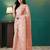 Peach elegant printed organza saree with blouse piece