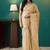 Yellow elegant printed organza saree with blouse piece