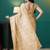 Yellow elegant printed organza saree with blouse piece