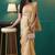 Yellow elegant printed organza saree with blouse piece