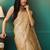 Yellow elegant printed organza saree with blouse piece