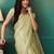 Green elegant printed organza saree with blouse piece
