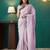 Pink elegant printed organza saree with blouse piece