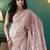 Peach elegant printed organza saree with blouse piece