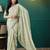 Green elegant printed organza saree with blouse piece