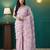 Pink elegant printed organza saree with blouse piece