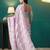 Pink elegant printed organza saree with blouse piece