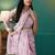 Pink elegant printed organza saree with blouse piece