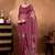 Purple elegant printed organza saree with blouse piece