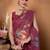 Purple elegant printed organza saree with blouse piece
