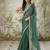 Green plain chiffon designer saree with blouse piece