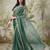 Green plain chiffon designer saree with blouse piece