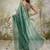 Green plain chiffon designer saree with blouse piece