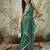 Green plain chiffon designer saree with blouse piece