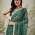 Green plain chiffon designer saree with blouse piece