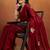 Maroon embroidered chiffon occasion wear saree with blouse piece