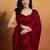 Maroon embroidered chiffon occasion wear saree with blouse piece