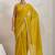 Yellow elegant printed georgette saree with blouse piece