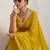 Yellow elegant printed georgette saree with blouse piece