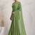 Green printed pure georgette casual saree with blouse piece