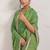 Green printed pure georgette casual saree with blouse piece