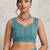 Teal elegant printed georgette saree with blouse piece