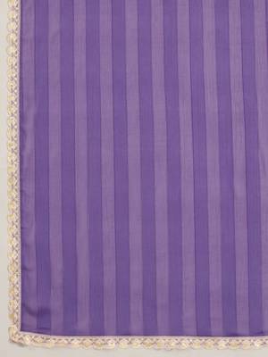 Purple elegant printed georgette saree with blouse piece 4