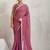 Pink elegant printed georgette saree with blouse piece
