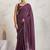Purple elegant printed georgette saree with blouse piece