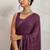 Purple elegant printed georgette saree with blouse piece