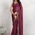 Maroon plain georgette designer saree with blouse piece