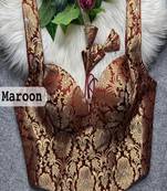 Maroon zari woven jacquard silk designer readymade saree blouse for women wedding party wear