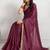 Maroon plain georgette designer saree with blouse piece