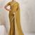 Mustard plain georgette designer saree with blouse piece