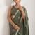 Olive plain georgette designer saree with blouse piece