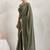 Olive plain georgette designer saree with blouse piece