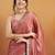 Pink plain satin designer saree with blouse piece